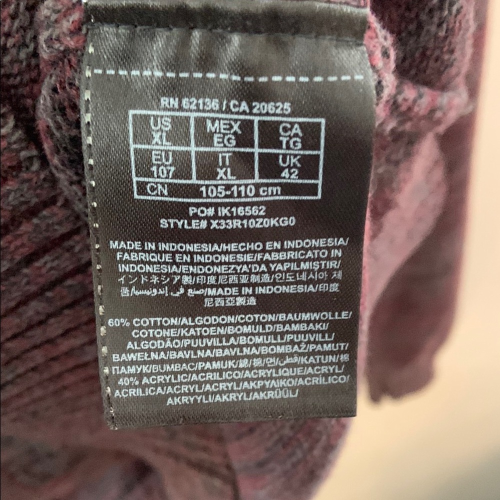 GUESS Henley Knit Sweater Men's Size XL Long Sleeve Burgundy Pullover Casual - Picture 5 of 8